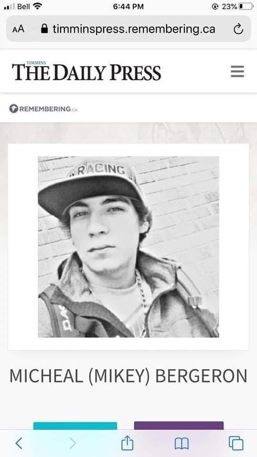 Michael Bergeron Ontario Death|Family Mourns Teen Who Died After Drug Overdose